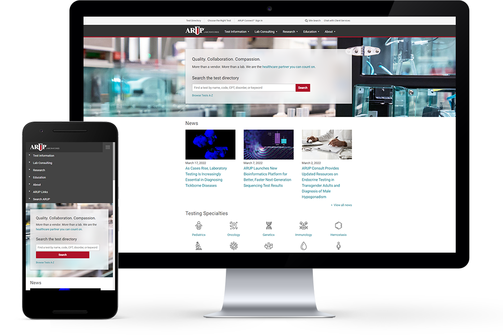 ARUP Laboratories - Desktop & Mobile